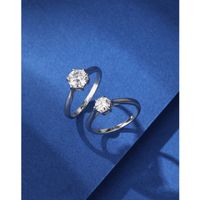 Simple Style Geometric Solid Color Sterling Silver Moissanite Rings In Bulk sku image 1