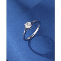 Simple Style Geometric Solid Color Sterling Silver Moissanite Rings In Bulk main image 1