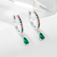 1 Pair Vintage Style Water Droplets Plating Inlay Sterling Silver Zircon Drop Earrings main image 2