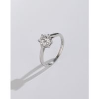 Simple Style Geometric Solid Color Sterling Silver Moissanite Rings In Bulk main image 4