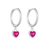 1 Pair Vintage Style Heart Shape Plating Inlay Sterling Silver Zircon Drop Earrings sku image 2