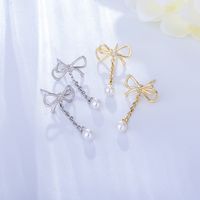 1 Pair Simple Style Bow Knot Sterling Silver Drop Earrings main image 5