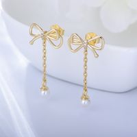 1 Pair Simple Style Bow Knot Sterling Silver Drop Earrings main image 1