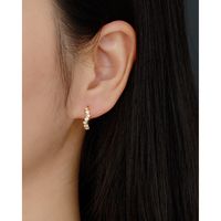 1 Pair Simple Style Waves Sterling Silver Hoop Earrings main image 3
