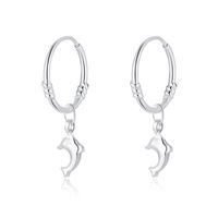 1 Paire Style Simple Traverser Dauphin Forme De Cœur Argent Sterling Boucles D'oreilles Cerceau sku image 1