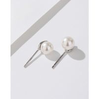1 Pair Simple Style Geometric Solid Color Imitation Pearl Sterling Silver Ear Studs main image 3