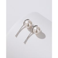 1 Pair Simple Style Geometric Solid Color Imitation Pearl Sterling Silver Ear Studs main image 1