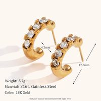 1 Paire Style Simple Commuer Papillon Incruster Acier Inoxydable Zircon Boucles D'oreilles sku image 3