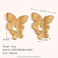 1 Paire Style Simple Commuer Papillon Incruster Acier Inoxydable Zircon Boucles D'oreilles sku image 1