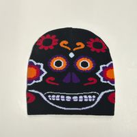 Unisex Exaggerated Funny Streetwear Flower Skull Eaveless Wool Cap sku image 1