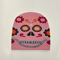 Unisex Exaggerated Funny Streetwear Flower Skull Eaveless Wool Cap sku image 5