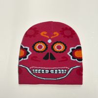 Unisex Exaggerated Funny Streetwear Flower Skull Eaveless Wool Cap sku image 4