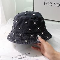 Women's Original Design Polka Dots Rhinestone Flat Eaves Bucket Hat sku image 1
