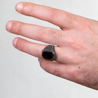 Retro Geometric Metal Plating Inlay Artificial Gemstones Men's Rings main image 5
