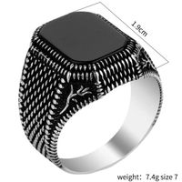 Retro Geometric Metal Plating Inlay Artificial Gemstones Men's Rings main image 3