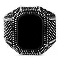 Retro Geometric Metal Plating Inlay Artificial Gemstones Men's Rings main image 2
