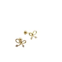1 Pair Simple Style Bow Knot Plating Inlay Sterling Silver Zircon Ear Studs main image 5