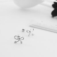 1 Pair Simple Style Bow Knot Plating Inlay Sterling Silver Zircon Ear Studs main image 4