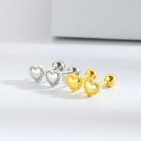 1 Pair Simple Style Heart Shape Plating Sterling Silver Ear Studs main image 1