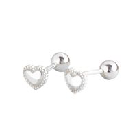 1 Pair Simple Style Heart Shape Plating Sterling Silver Ear Studs main image 5