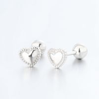 1 Pair Simple Style Heart Shape Plating Sterling Silver Ear Studs sku image 1