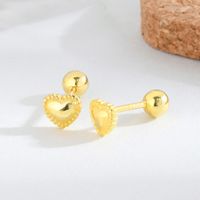 1 Pair Simple Style Heart Shape Plating Sterling Silver Ear Studs sku image 2