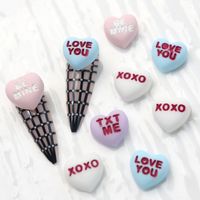 Sweet Simple Style Letter Heart Shape Resin Nail Decoration Accessories 1 Piece main image 2