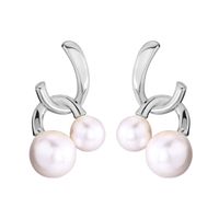 1 Pair Simple Style Solid Color Inlay Sterling Silver Pearl Ear Studs sku image 1
