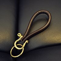 Retro Geometric Cowhide Copper Unisex Bag Pendant Keychain sku image 2