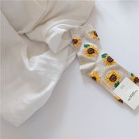 Women's Casual Sunflower Cotton Printing Crew Socks A Pair sku image 1