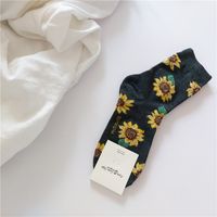 Women's Casual Sunflower Cotton Printing Crew Socks A Pair sku image 2