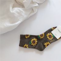Women's Casual Sunflower Cotton Printing Crew Socks A Pair sku image 4
