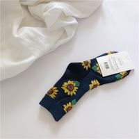 Women's Casual Sunflower Cotton Printing Crew Socks A Pair sku image 3