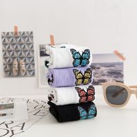 Women's Japanese Style Butterfly Nylon Cotton Jacquard Crew Socks A Pair main image 5