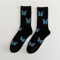 Women's Japanese Style Butterfly Nylon Cotton Jacquard Crew Socks A Pair sku image 2
