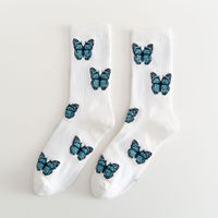 Women's Japanese Style Butterfly Nylon Cotton Jacquard Crew Socks A Pair sku image 4