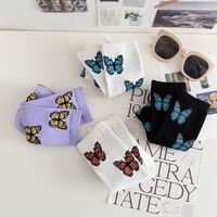 Women's Japanese Style Butterfly Nylon Cotton Jacquard Crew Socks A Pair main image 3
