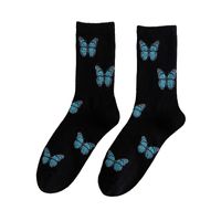 Women's Japanese Style Butterfly Nylon Cotton Jacquard Crew Socks A Pair main image 2