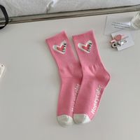 Women's Simple Style Letter Heart Shape Cotton Crew Socks A Pair sku image 1