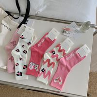 Women's Simple Style Letter Heart Shape Cotton Crew Socks A Pair main image 1