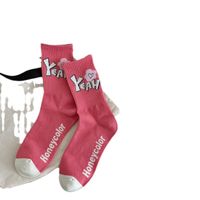 Women's Simple Style Letter Heart Shape Cotton Crew Socks A Pair main image 4