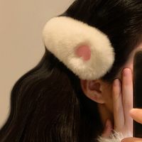 Women's Sweet Heart Shape Rabbit Fur Hair Clip main image 3
