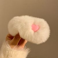 Women's Sweet Heart Shape Rabbit Fur Hair Clip sku image 2