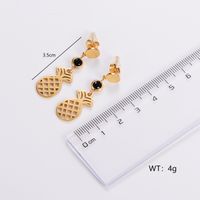1 Pair Casual Simple Style Pineapple Plating Hollow Out Inlay 304 Stainless Steel Rhinestones 18K Gold Plated Drop Earrings main image 2