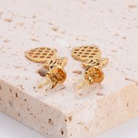 1 Pair Casual Simple Style Pineapple Plating Hollow Out Inlay 304 Stainless Steel Rhinestones 18K Gold Plated Drop Earrings main image 6
