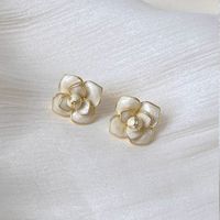 1 Pair Simple Style Flower Enamel Copper Ear Studs main image 3