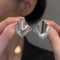 1 Pair Simple Style Geometric Rhombus Plating Copper Ear Studs sku image 1