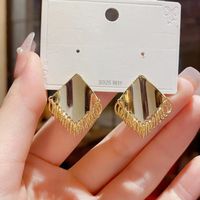1 Pair Simple Style Geometric Rhombus Plating Copper Ear Studs main image 2