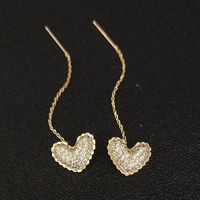 1 Pair Elegant Sweet Heart Shape Plating Copper Gold Plated Drop Earrings main image 1