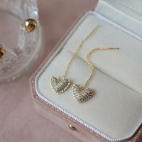 1 Pair Elegant Sweet Heart Shape Plating Copper Gold Plated Drop Earrings main image 4